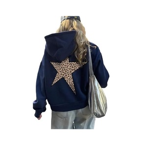 Women Oversized Leopard Star Graphic Hoodies <b>Y2K</b> Aesthetic Long Sleeve Pullover Sweatshirt Unisex Pullover <b>Tops</b> - Product Image 1