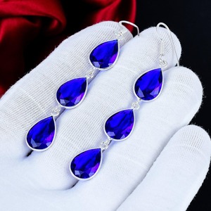 London <b>Blue</b> <b>Topaz</b> Gemstone <b>Earrings</b> 925 Sterling Silver Handmade Teardrop Dangle <b>Earrings</b> Boho Jewelry Christmas Holiday Gifts - Product Image 5