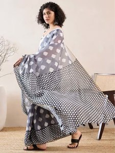 ผ้าซารีลายพิมพ์ดิจิทัลลิลานคอตตอนสุดพิเศษ สวยงามโดดเด่น พร้อมภาพถ่ายนางแบบจริง - Product Image 6