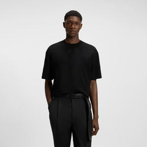 T-shirt en coton noir de qualité supérieure pour homme, manches courtes, col rond, décontracté, uni, confortable, à porter tous les jours, MARFA INTERNATIONAL - Product Image 1