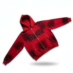 Sudadera con capucha y cremallera para hombre, nueva, cómoda, con logo aplicado, estilo desgastado, 100% algodón polar, 450 g/m², 2026 - Product Image 2
