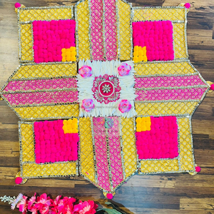 Plancher en bois MDF fait à la main indien Rangoli Diwali pièce maîtresse décor d'événement de mariage décor de fête Rangoli pour la maison - Product Image 4