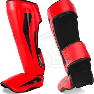 Protège-tibias de boxe pour adultes avec impression de logo personnalisée, protection de haute qualité, légers, en cuir PU et caoutchouc EVA, écologiques WS-202 - Product Image 1