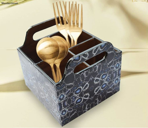 Support à Couverts en Bois Imprimé Écologique, Design Rustique, Lavable au Lave-Vaisselle, Idéal pour Cuillères, Fourchettes, Couteaux et Rangement de Mouchoirs – Meilleures Ventes - Product Image 2