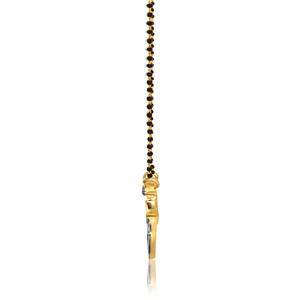 Magnifique collier mangalsutra pour femme en or jaune 14 carats plaqué or rose, certifié IGI, avec chaîne à perles noires et motifs géométriques, ornementé de pierres de laboratoire. - Product Image 2