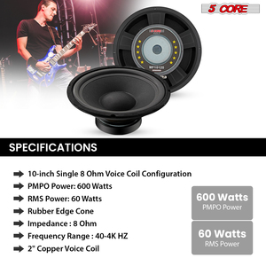 Altavoz Subwoofer PA de 10 Pulgadas, 5 Núcleos, WF 10120, 8 Ohmios, GTR, Woofer de Repuesto de 8 Ohmios para Sistema de Audio DJ - Product Image 6