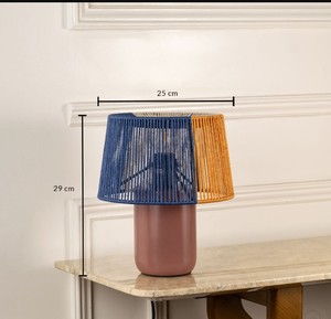 Dual Colour Farmhouse Rattan Shade Table Lamp | E27 Lamp | Designer Bedside <b>Decorative</b> <b>Light</b> for Living Room - Product Image 4