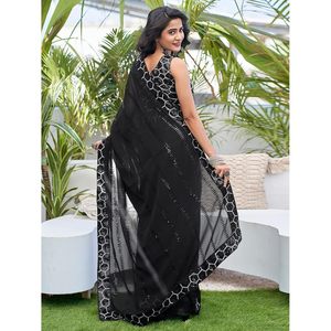 ชุดส่าหรีออกงานกลางคืนแบบดีไซเนอร์ พร้อมงานปักเลื่อมสำหรับงานปาร์ตี้ - Product Image 2