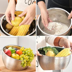 Panier égouttoir multifonction en acier inoxydable pour rincer le riz, les légumes et les fruits – Vente chaude - Product Image 5