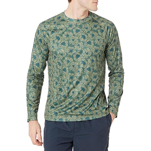 Camiseta de Natación para Hombre, Manga Larga, Diseño Floral Verde, Protección Solar UPF 50+, Secado Rápido, Estampada - Product Image 1