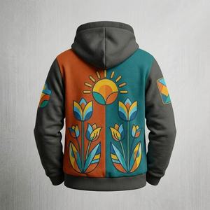 Sudadera con Capucha Oversize de Algodón y Forro Polar para Invierno, Estilo Urbano Americano, Casual y Moderno, con Estampado Puff, LOGO Personalizado Transfronterizo - Product Image 2