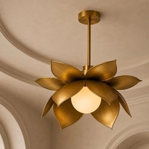 Wholesale Customizable Modern Bronze Floral <b>Ceiling</b> Pendant <b>Light</b> With Petal Design Lighting Fixture - Product Image 3