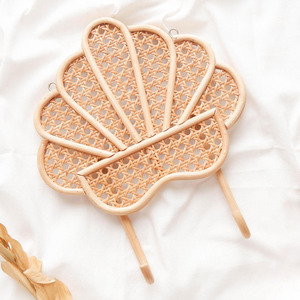 Crochets muraux en rotin et coquillages, best-seller, crochets en cannage naturel pour suspendre accessoires et vêtements - Product Image 1