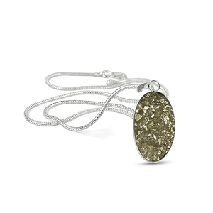 Colgante ovalado geométrico de pirita de cristal con engaste de bisel, dije de aleación, estilo clásico, collar de moda unisex - Product Image 1