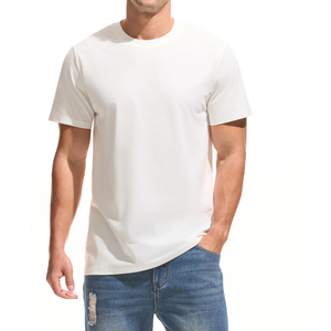 T-shirt tricoté à manches courtes pour homme, couleur blanc cassé, col rond, séchage rapide, coupe classique, couleur unie, vêtement décontracté - Product Image 1