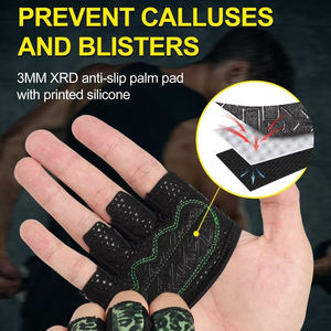 Gants de fitness pour la musculation, antidérapants, absorbant les chocs, en néoprène, avec grip rembourré, respirants, à doigts courts - Product Image 2