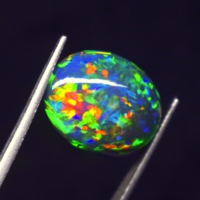 Opale naturelle multi-éclats taille ovale cabochon 6,1 carats, pierre précieuse lâche du Rajasthan avec jeu de couleurs pour la fabrication de bijoux