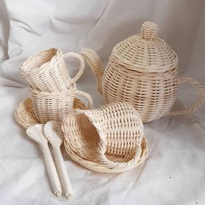 Meilleure vente de jouets pour bébé et enfant tissé à la main naturel écologique ensemble de théière en rotin jouet de jeu pour enfants - Product Image 3