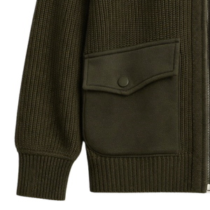 <b>Women</b> Zip Through Knit <b>Jacket</b> Textured Stitch Zip Front Long Sleeve <b>Utility</b> Pocket Casual Layering Outerwear for Everyday Wear - Product Image 5