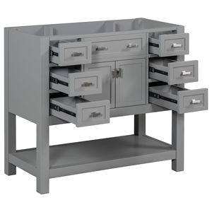 Mobile Bagno Moderno Bianco da 36 Pollici Senza Piano Superiore, 2 Ante con Chiusura Ammortizzata e 6 Cassetti, Pratico Lavabo con Spazio di Archiviazione - Product Image 5