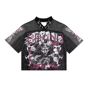 Camiseta de Fútbol Retro Rosa Personalizada, Estilo Deportivo Urbano, con Estampado por Sublimación, Logotipo y Patrón, Corte Holgado y Recortado, Malla Transpirable - Product Image 4