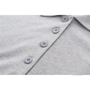 Polo de Mujer Gris Claro Texturizado, Mezcla de Algodón, Transpirable, Suave y Cómodo, Uniforme de Oficina, Camisetas para Mujer - Product Image 5
