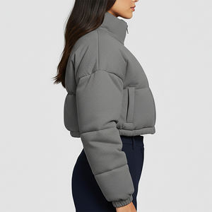 Chaqueta acolchada de nailon 100% impermeable de alta calidad con diseño moderno, para mujer, con bajo MOQ, color sólido, para invierno. - Product Image 2