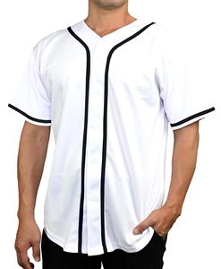 Maillot de baseball personnalisé 100% polyester, chemises de baseball unies blanches, haut de baseball pour hommes, sublimation, maillot de baseball pas cher - Product Image 1