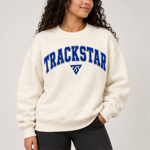 Sudadera de cuello redondo con letras estilo universitario en color crema para mujer, manga larga, hombros caídos, logotipo personalizado - Product Image 1