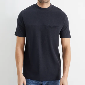 High Quality Fashion Mens Collar <b>t</b> <b>Shirt</b> <b>With</b> <b>Pocket</b> Heavy Oversized Tshirt Mock Neck - Product Image 5