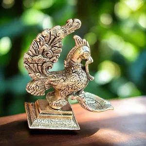 Diya de Plata Alemana Antigua con Diseño de Pavo Real, para Aceite, para Diwali, Regalo de Inauguración de Casa, Regalo de Boda, Recuerdo Indio para Invitados - Product Image 5