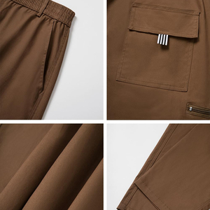 <b>Men's</b> Brown Cargo Jogger Pants Casual Lightweight <b>Trousers</b> With Side Pockets Elastic <b>Cuffed</b> Hem - Product Image 5