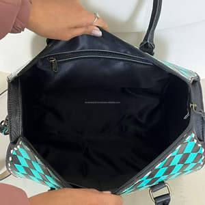 Modern Style Luxury Handcrafted Cow Leather Duffle Bag Vintage Shoulder Speedy Bag with Checkered Pattern for Men & <b>Women</b> - Product Image 6