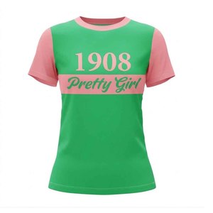 Camisa de vestir con botones y estampado de lunares sublimados de la hermandad Alpha AKA, lista para enviar, estilo griego informal para mujer, EE. UU. - Product Image 1