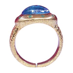 Gemvanity SR1486 – Bague de fiançailles/mariage classique de luxe en argent plaqué or avec topaze, style bouddhiste tibétain, pour femme/unisexe - Product Image 3