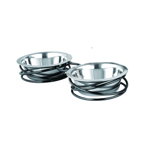 Bol isolé en acier inoxydable pour animaux de compagnie avec support, vente en gros, bols à manger doubles avec support en fil d'acier inoxydable - Product Image 1