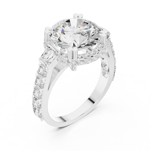 แหวนเพชรทรงอัสเชอร์ 10K ทองคำขาว ประดับเพชรแล็บโกรว์ ชุบโรเดียม ดีไซน์มินิมอลคลาสสิก ชุดแหวนหมั้นเพชรรูปดอกกุหลาบอิมพีเรียล - Product Image 2