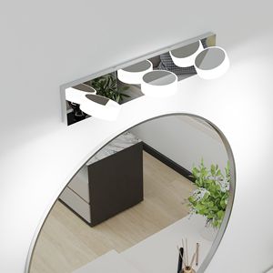 Moderna Lampada LED da 21 Pollici per Specchio da Bagno, 3 Lenti Ovali in Acrilico Bianco, Base Cromata, Rotazione a 360 Gradi - Product Image 2