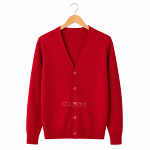 Suéter Cárdigan Rojo Bordado Personalizado con Logotipo de Hermandad Universitaria Cosh International, Acrílico, Invierno, Ecológico - Product Image 3
