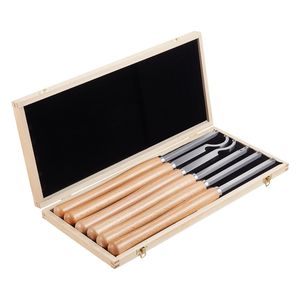 Set di 6 Utensili per Tornitura del Legno con Punta Diamantata Quadrata, per Sgrossatura e Finitura, Utensile per Dettagli e Foratura con Manico in Legno - Product Image 1