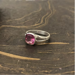 Handcrafted Square Designer Pink <b>Quartz</b> 925 Silver Luxury <b>Ring</b> 3.2 Grams Jewelry Gift for Any Occasion & Daily Wear - Product Image 2