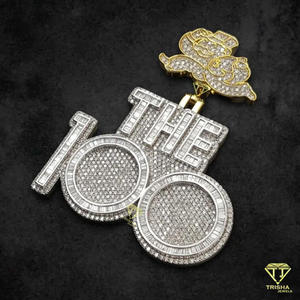 Collier Hip Hop 'the 100' avec pendentif rond taille brillant, serti de diamants de laboratoire, plaqué rhodium, certifié GIA, cadeau pour homme - Product Image 4