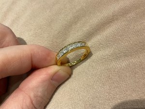 East West Princess Cut Diamond Half Eternity Band Ring Lab Grown With 14k Solid Gold Fine Engagement Wedding Romantic <b>Gift</b> <b>Her</b> - Product Image 4