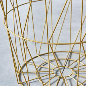 S/3 maison moderne rond en métal doré panier placage fraude marbre haut Accent côté maison et bureau Tables d'extrémité de nidification avec ensemble de rangement - Product Image 4