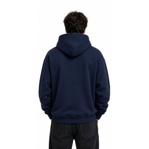 Sudadera con Capucha Azul Marino para Hombre, Corte Regular, Algodón French Terry, Logotipo Estampado en la Parte Delantera, Ropa Casual de Otoño - Product Image 5