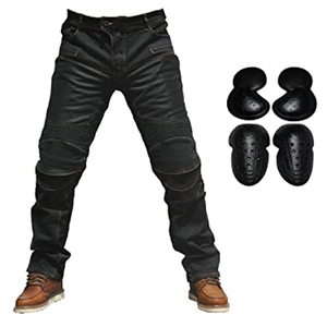 Pantalon de motard en denim bleu respirant et à séchage rapide de haute qualité avec protections amovibles pour les genoux et les hanches pour hommes – Protection moto complète - Product Image 5