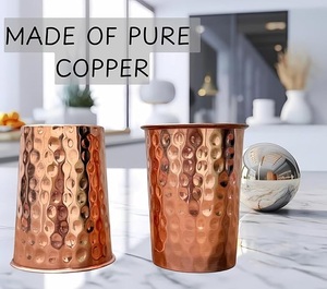 Verre à boire en cuivre fait main de qualité supérieure, durable, fabriqué par un fabricant de confiance, pour le bien-être ayurvédique et le stockage de l'eau - Product Image 2