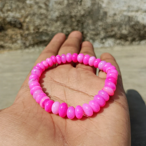 Natural Pink Opal Smooth Rondelle Gemstone <b>Bracelet</b> Pink Opal <b>Healing</b> Stone Stretchable Jewelry Fashion Wholesale Bulk Supplier - Product Image 2