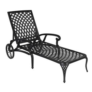 Lettino Prendisole da Giardino in Alluminio Pressofuso Nero 193*64.5*93cm con Schienale Regolabile - Product Image 1