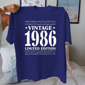 Rétro Vintage 1986 édition limitée pur coton t-shirt femme coupe confort - Product Image 2